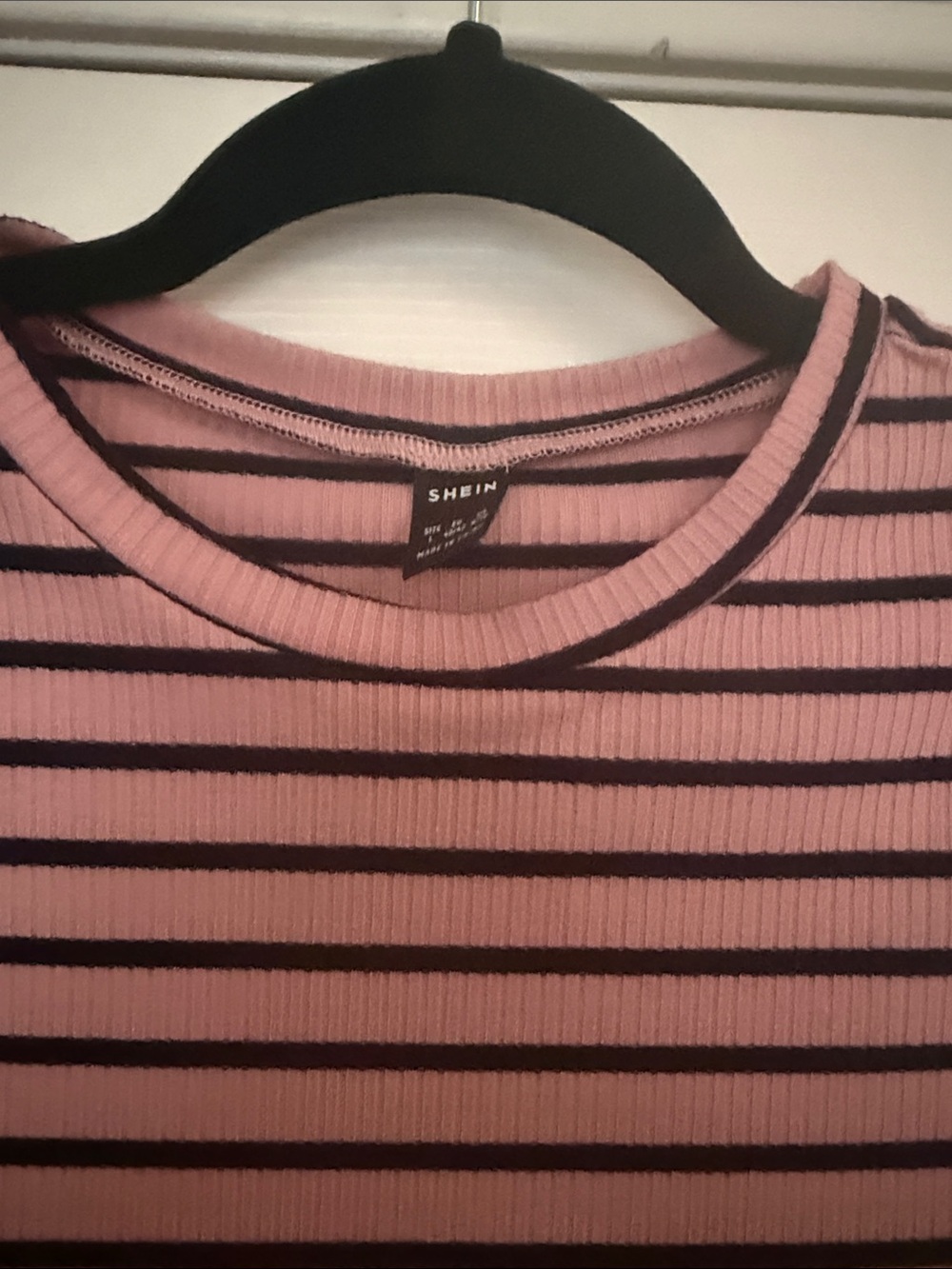 SHEIN Pink and Black Striped Short Sleeve Mini Dress - Picture 3 of 4